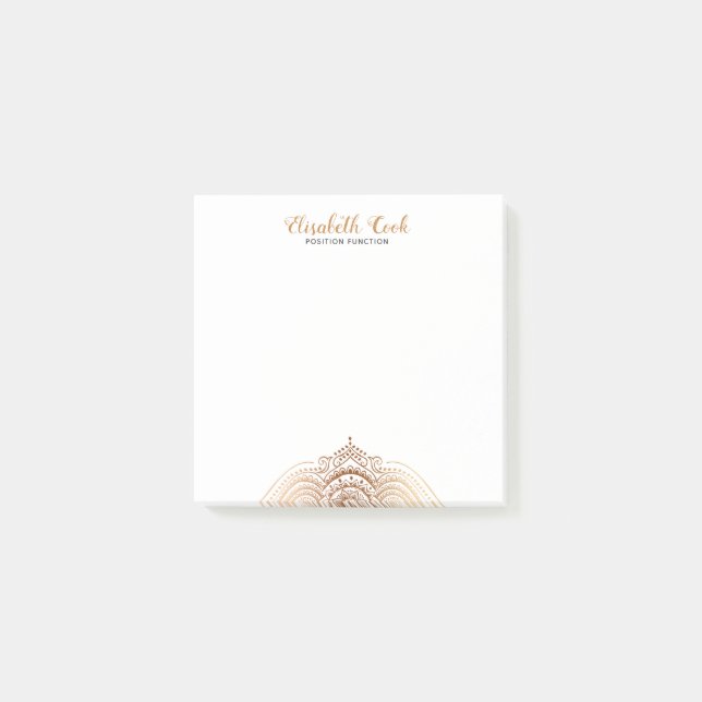 Rose-Gold und Weiß-Paisley Mandala Post-it Klebezettel (Vorderseite)