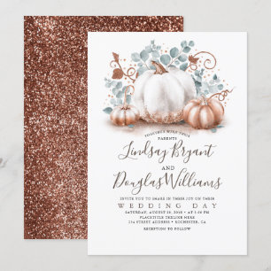 Rose Gold und weiße Pumpkins Rustikale Hochzeit im Einladung
