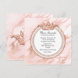 Rose Gold und Weißer Marmor Quinceanera Einladung