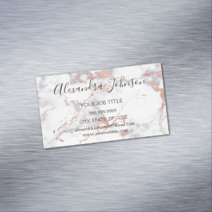 Rose Gold und Weißmarmor Magnetische Visitenkarte