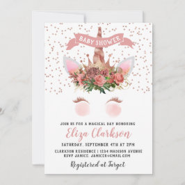 Rose Gold Unicorn Princess Baby Dusche Einladung
