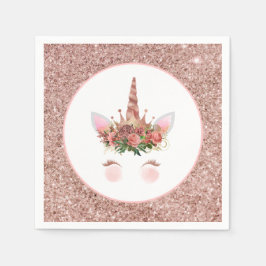 Rose Gold Unicorn Princess Serviette