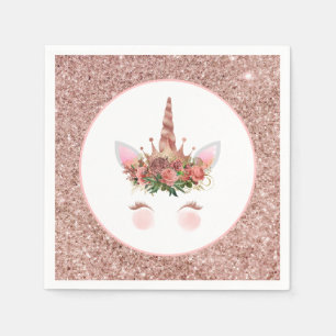 Rose Gold Unicorn Princess Serviette