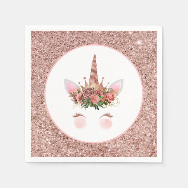 Rose Gold Unicorn Princess Serviette (Vorderseite)