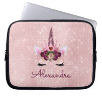 Rose Gold Unicorn Sparkle Princess Monogram Name