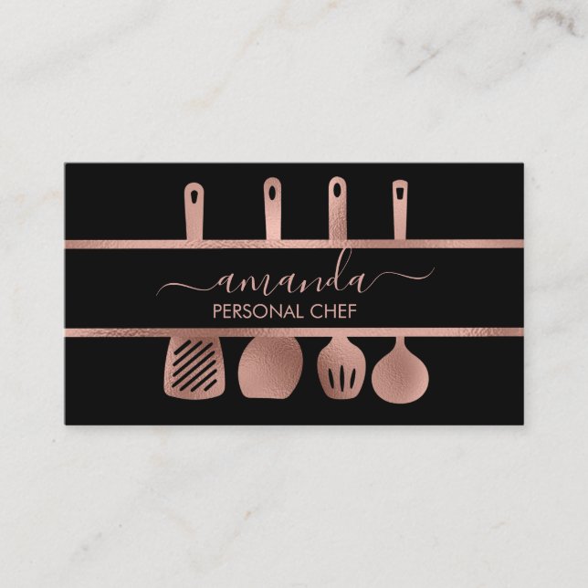 Rose Gold Utensities Personal Koch Kochen Backen Visitenkarte (Vorderseite)