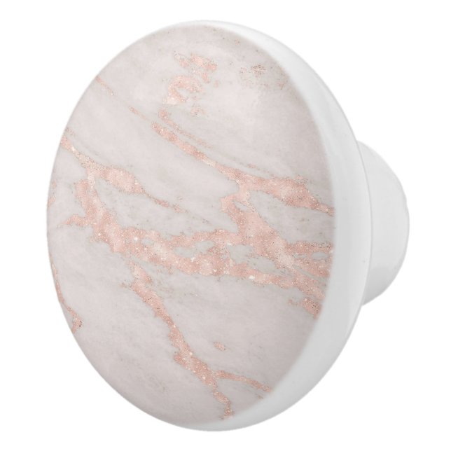 Rose Gold Veined Blush Rosa Marmor Keramikknauf (Rechts)