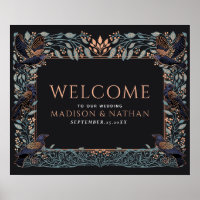 Rose Gold verzauberte Raben Blumen Hochzeit Willko