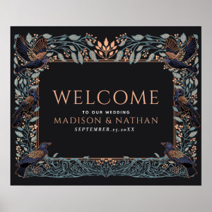 Rose Gold verzauberte Raben Blumen Hochzeit Willko Poster