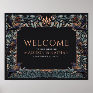Rose Gold verzauberte Raben Blumen Hochzeit Willko Poster
