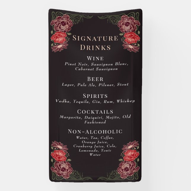 Rose Gold Verzauberter Garten Hochzeitsgetränke Ba Banner (Vertikal)