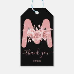 Rose Gold Vielen Dank für die florale Aquarellfarb Geschenkanhänger