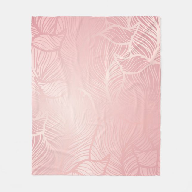 Rose Gold Vintag Damask Fleece Blanket (Vorderseite)