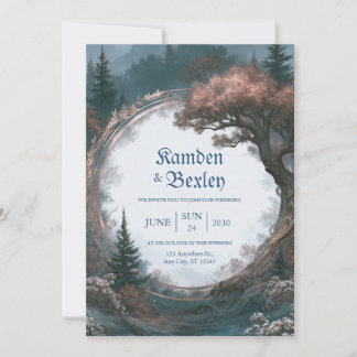 Rose Gold Waldkreis Hochzeit Einladung