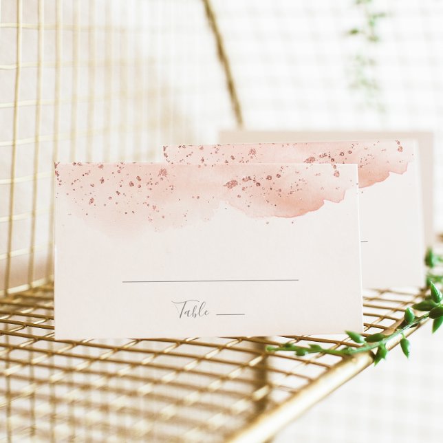 Rose Gold Wasserfarbe Geometrische flache Hochzeit Platzkarte (Von Creator hochgeladen)