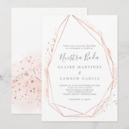 Rose Gold Wasserfarbe Geometrische Hochzeit Einladung