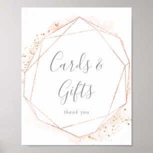 Rose Gold Wasserfarbe Geometrische Karten & Gesche Poster