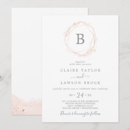 Rose Gold Wasserfarbe Geometrische Monogramm Hochz Einladung