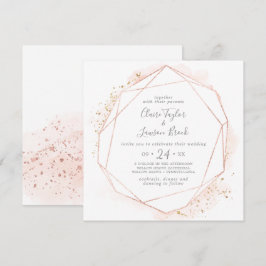 Rose Gold Wasserfarbe Geometrische Square Hochzeit Einladung