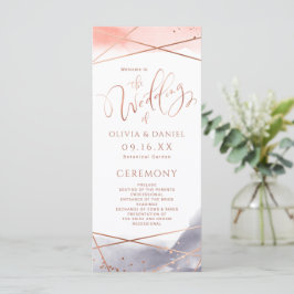 Rose Gold Wasserfarbe Geometrisches Hochzeitsprogr Menükarte