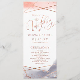 Rose Gold Wasserfarbe Geometrisches Hochzeitsprogr Menükarte