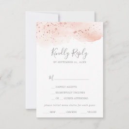 Rose Gold Wasserfarbe Menü Auswahl RSVP Karte