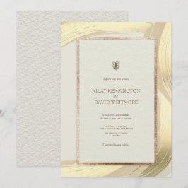 Rose Gold Wasserfarbe Pinselstriche Hochzeit Einladung