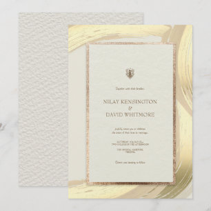 Rose Gold Wasserfarbe Pinselstriche Hochzeit Einladung