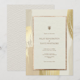 Rose Gold Wasserfarbe Pinselstriche Hochzeit Einladung