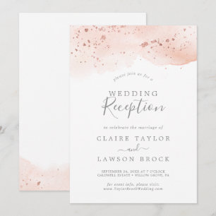 Rose Gold Wasserfarben Hochzeitsempfang Einladung