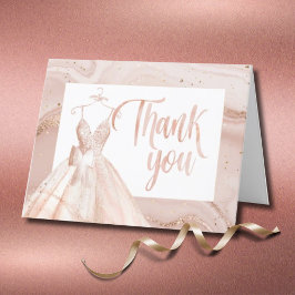Rose Gold Watercolor Bridal Dress Dusche Vielen Da Dankeskarte