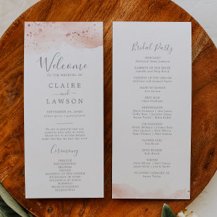 Rose Gold Watercolor Hochzeitsprogramm Programm