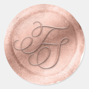 Rose Gold Wax Siegel Look 2 Letter Monogramm Aufkl Runder Aufkleber