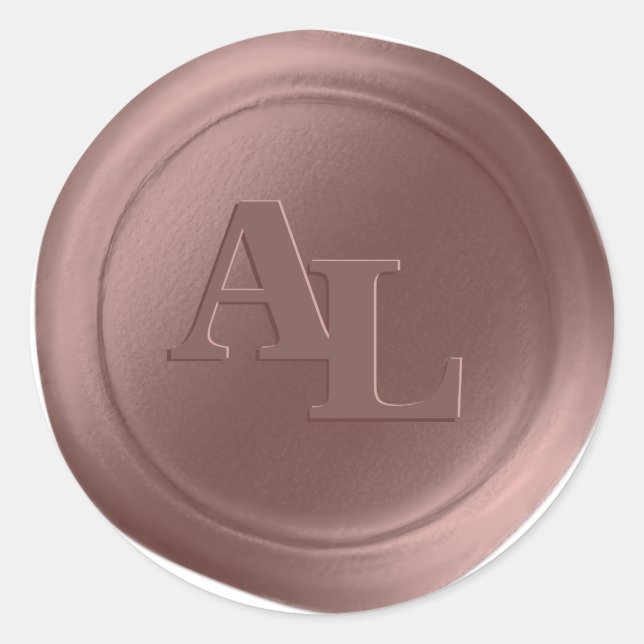 Rose Gold Wax Siegel Monogram Wedding Stickers (Vorderseite)