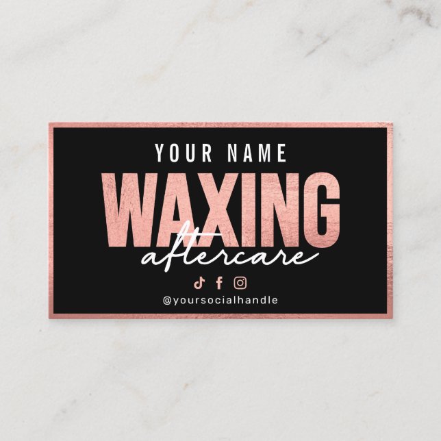Rose Gold Waxing Aftercare Card Visitenkarte (Vorderseite)