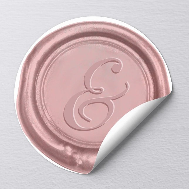 Rose Gold Wedding Ampersand Wax Siegel Runder Aufkleber (Von Creator hochgeladen)
