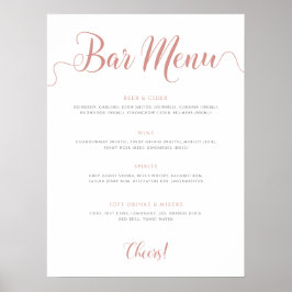 Rose Gold Wedding Bar Menu Poster