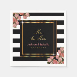 Rose Gold Wedding Black & White Serviette