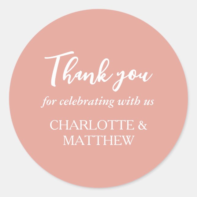 Rose Gold Wedding Classic Round Sticker (Vorderseite)