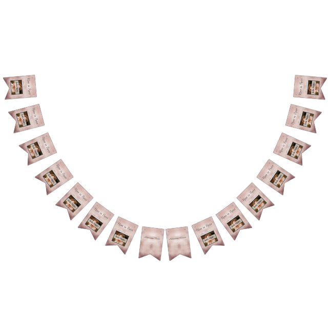 Rose Gold Wedding Elegantes, modernes Foto Wimpelkette (Alle)