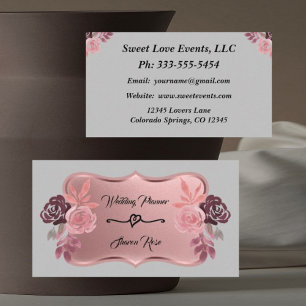 Rose Gold Wedding Event Planner Business Card Visitenkarte