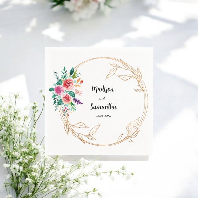 Rose Gold Wedding Floral Napkins Serviette (Von Creator hochgeladen)