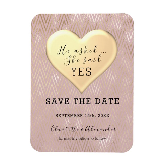 Rose Gold Wedding Save The Date Invitation Magnet (Vertikal)