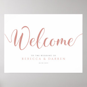 Rose Gold Wedding Willkommenszeichen Personalisier Poster