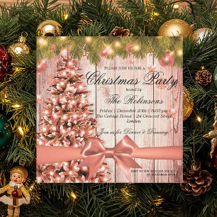 Rose Gold Weihnachts-Party   Weihnachtsbaum und Mu Einladung