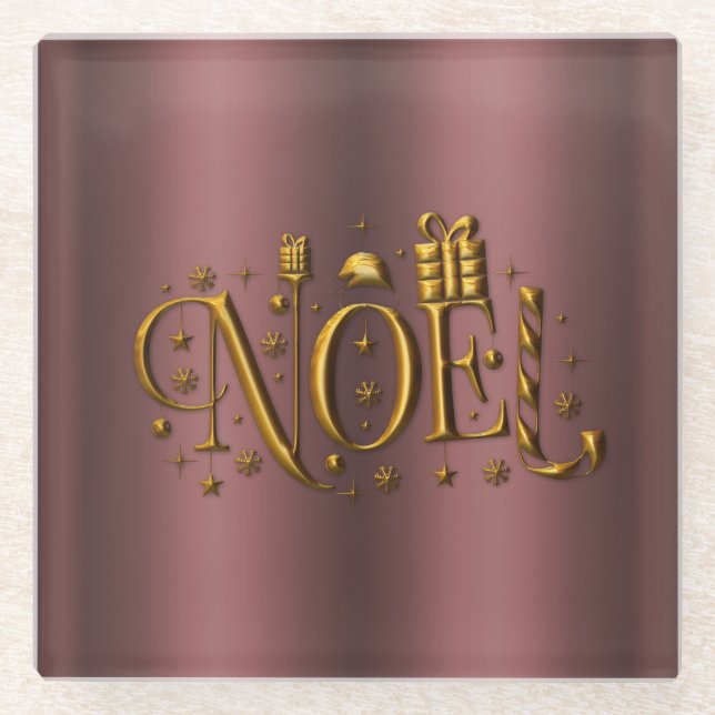 Rose Gold Weihnachts-Weihnachten Glasuntersetzer (Vorderseite)