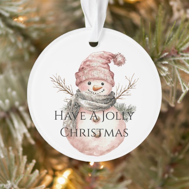 Rose Gold Weihnachtsbaum Candy Canes Snowman Ornament (Baum)