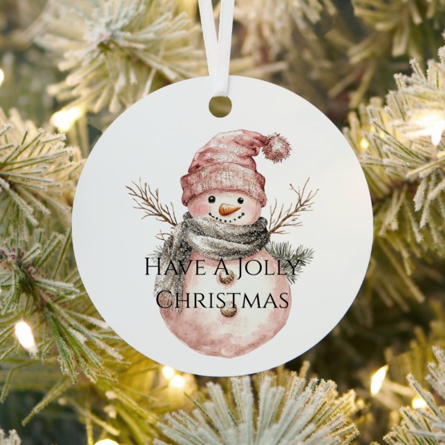 Rose Gold Weihnachtsbaum Candy Canes Snowman Ornament Aus Metall (InSitu)