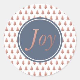 Rose Gold Weihnachtsbaum Muster Blau Runder Aufkleber