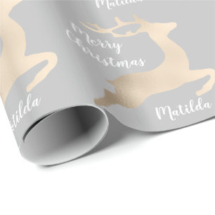 Rose Gold Weihnachtsrentiere Muster personalisiert Geschenkpapier